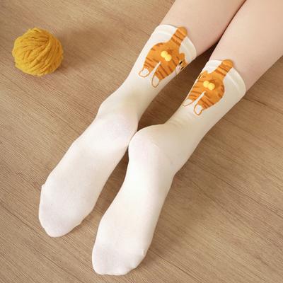 Cute Cat Socks with Balls Women's Cotton Novelty Animal Crew Socks 3D Fuzzy Balls Funny Cat Socks for Cat Lovers And Friends