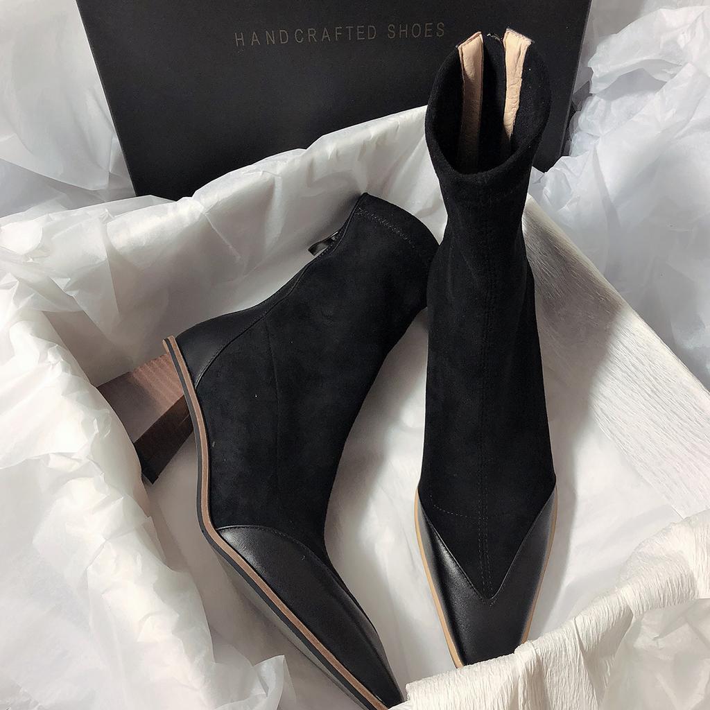 High-heeled Temperament Literary Retro Simple Versatile Short Boots