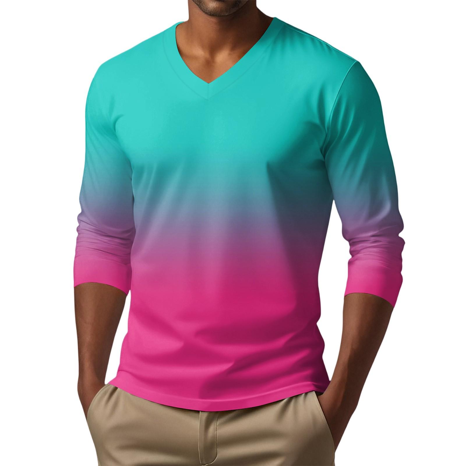 

Мужская футболка с V-образным вырезом, повседневная, модная, с принтом, с длинным рукавом XXXXXL розовый