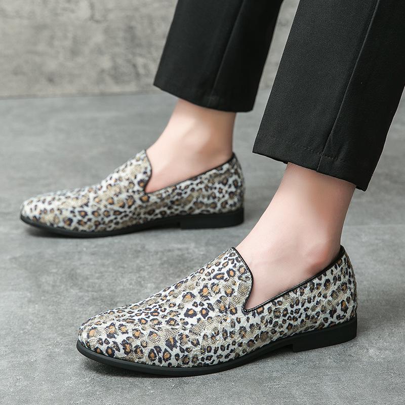 Men's Large Size Leopard Print Leather Loafers - Slip-on Driving Shoes (Sizes 38-46)
