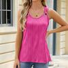 IHUASU Spring and Summer Solid Color Round Neck Sleeveless Vest Metal Ring Loose Top