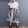 MODIQUE Sommer Pluss Størrelse Ny Kjole Skjorte Kvinner Løs Vintage Bomull Lin Patchwork Kjole Trykk Casual Damekjoler O-Hals
