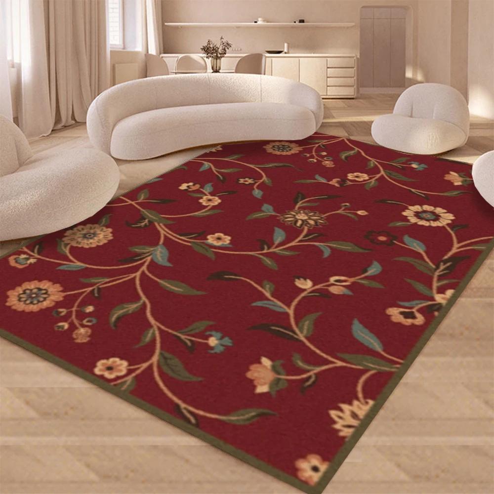 Pink Floral Leaf Pattern Non-Slip Carpet Washable Rug for Bedroom Living Room Lounge Floor Mat Indoor Rug Machine Washable