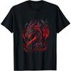 Red Chinese Firedrake Dragon Print Art Wear T Shirt