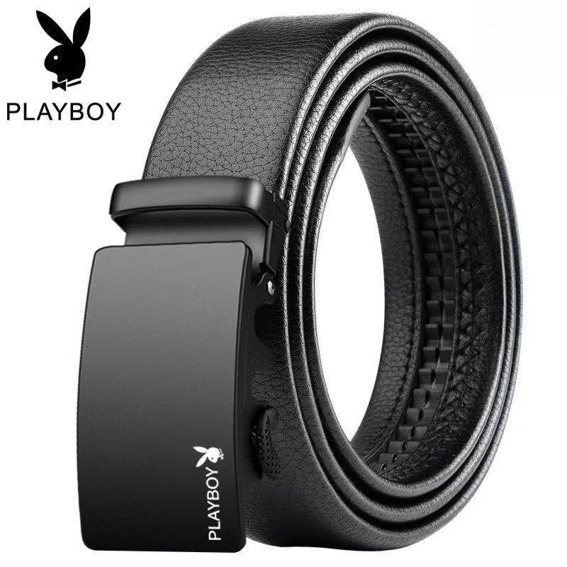 Playboy Men's Genuine Leather Automatic Buckle Belt - Business & Casual Fashion