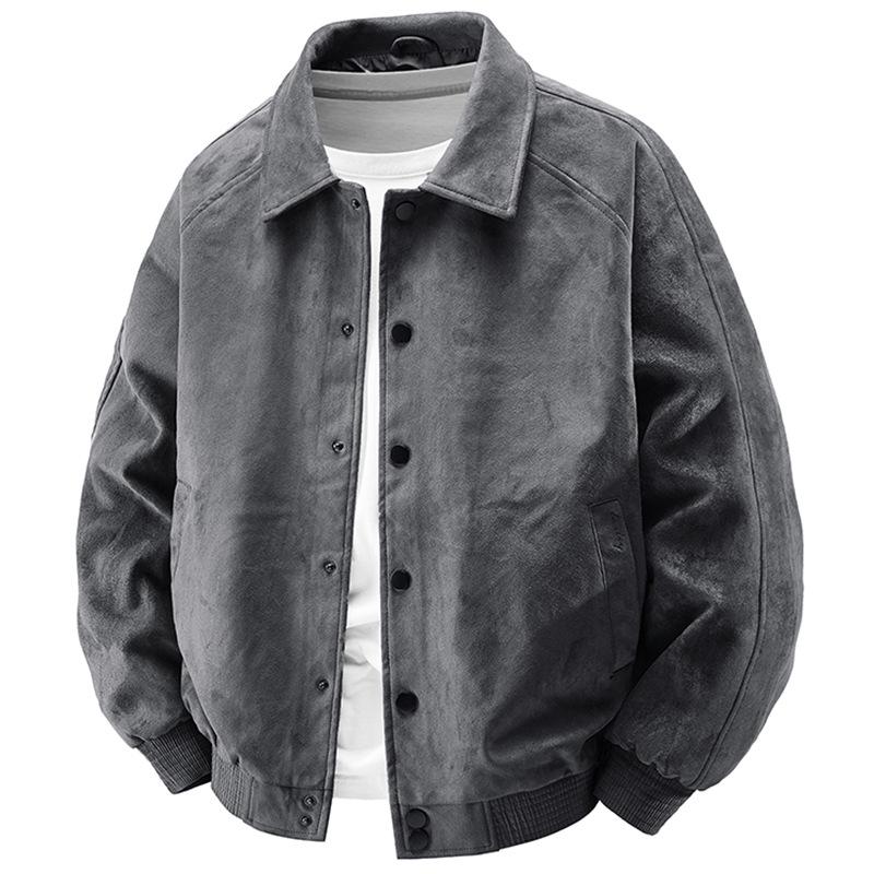 2025 Men's Suede Velvet Jacket: Elastic Lapel, Casual, Comfortable, Fashionable, Versatile for Spring and Autumn