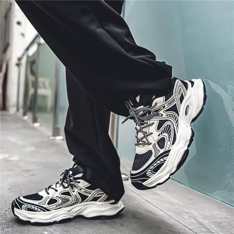 Autumn and winter new men's thick-soled heightening dad shoes, fleece and fleece warm cotton shoes, casual sports live broadcast men's shoes
