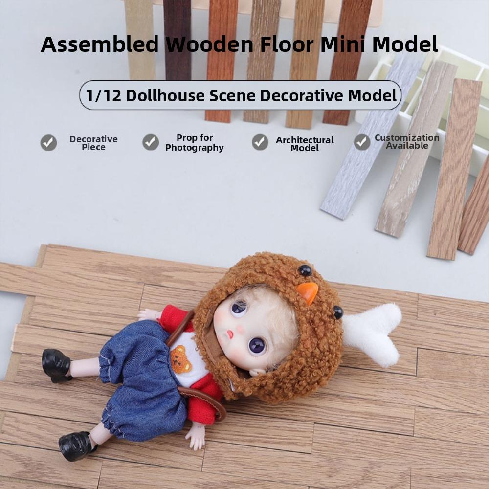 10pcs PVC Wooden Flooring Mini Furniture Wall Floor Decor Dollhouse Floor Tiles  Fit 1:12 Dollhouse
