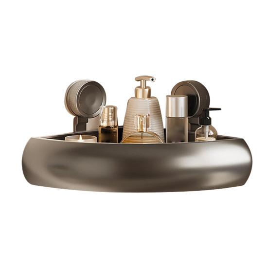 Suction Cup Shower Caddy Rustproof Space Aluminum Corner Shelf with Raised Rails Bathroom Storage A серый