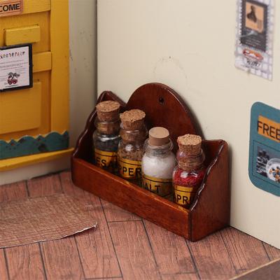 1/12 Domeček pro panenky Mini Kořenka Stojan na koření Nástěnné police Nábytek do kuchyně pro panenky Dekor Hračky Příslušenství do domečku pro panenky