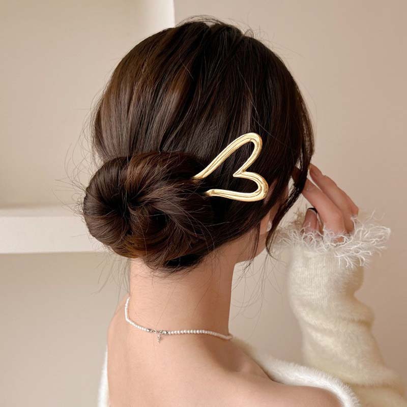 Korean New Hairpin Hair Sticks Heart Geometric Metal Trendy Metal Hair Accessories Headwear Hairstyle For Women Girls Jewelry