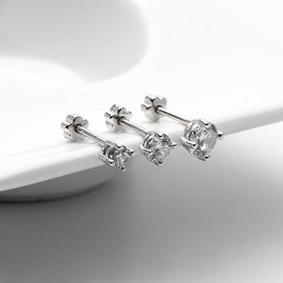 All Silver Basic Cubic Zirconia Piercing_Unplated