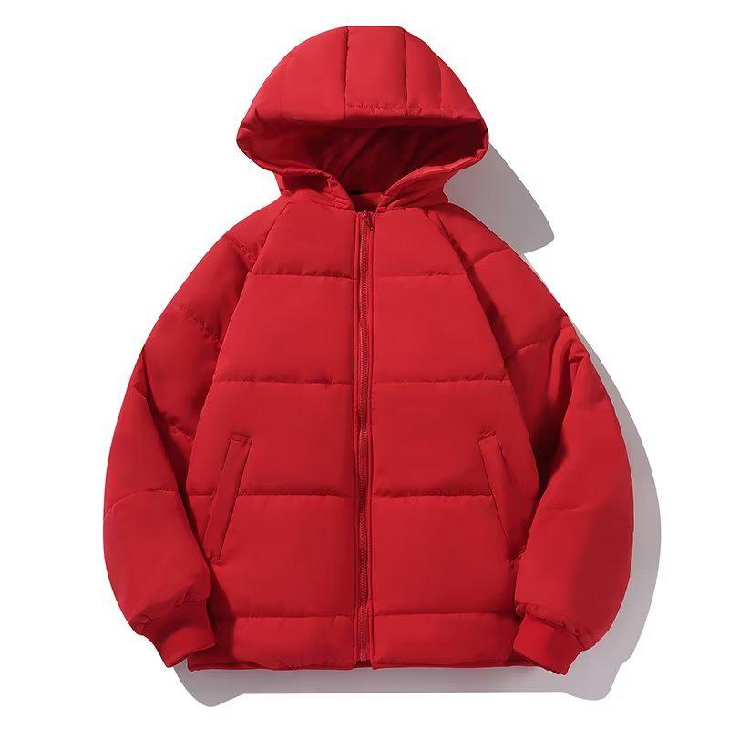 

Мужская хлопковая стеганая куртка с капюшоном - однотонная осенне-зимняя, модное пальто в японском стиле для пар L красный