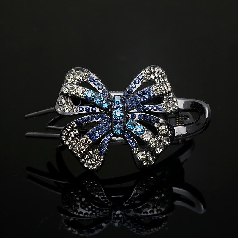 Koreanische Elegante Strass Schleife Haarspange - Drei-Zahn Entenschnabel für Hochsteckfrisuren