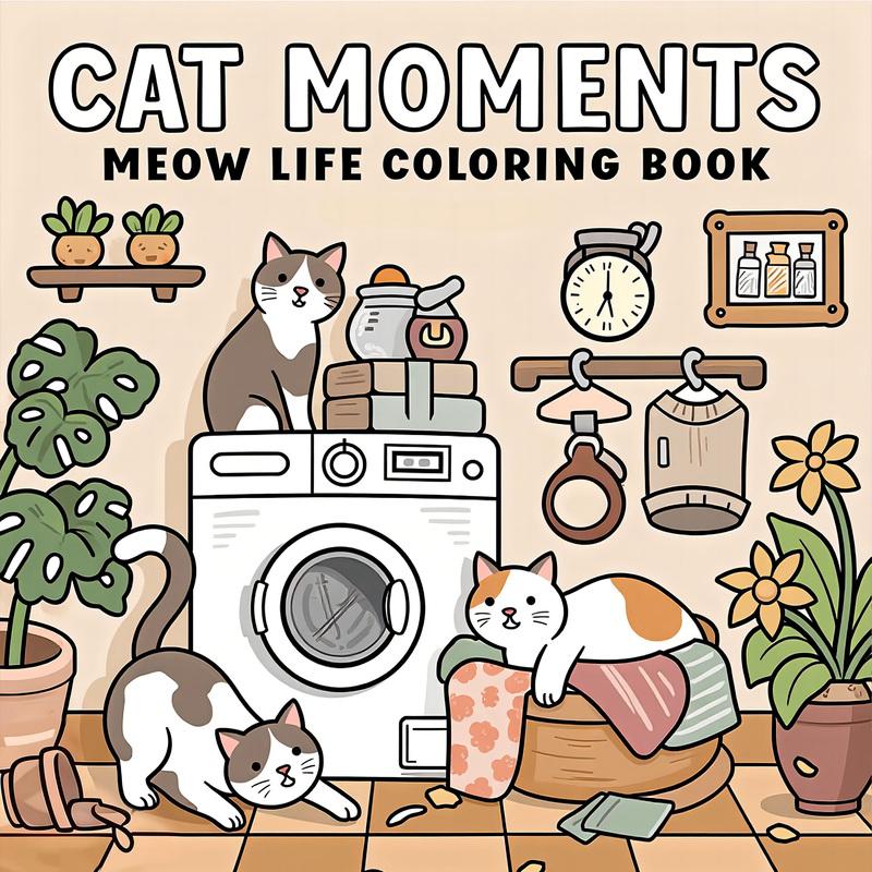 CAT MOMENTS Bold-easy Patterns Coloring Book for Adults Cute Drawing Book Perfect Gift for Party and Birthday
