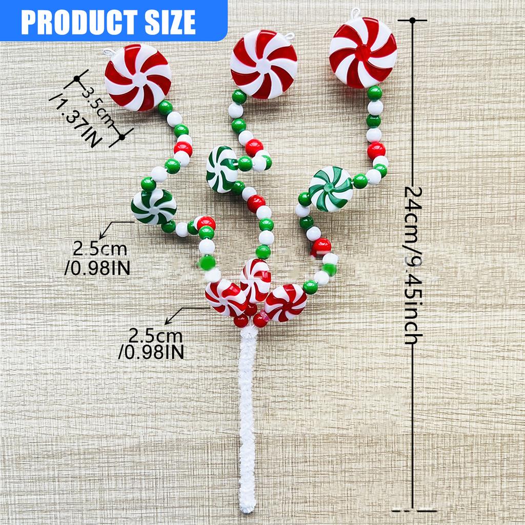 Christmas Tree Top Decoration Shatterproof Artificial Candy Branch Stem for Vase Arrangement Holiday Decoration