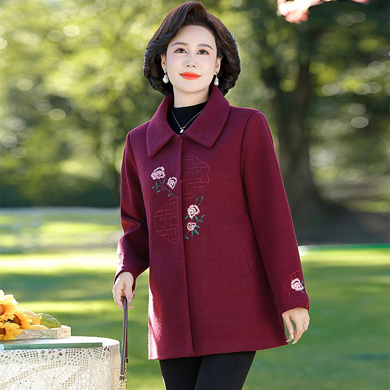 

Casual Women s Short Jacket - Chinese Style for Daily Commuting, Ideal for Middle-Aged and Elderly. 5XL (145-155 kg) вино красного