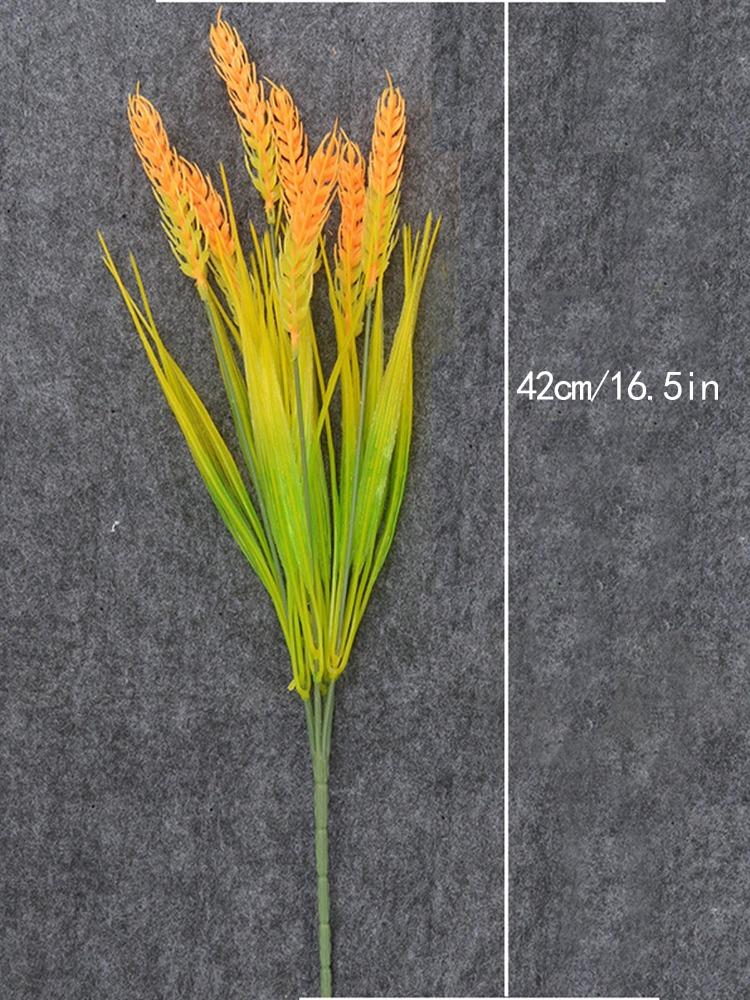 8 Pcs Artificial Wheat Ears UV Resistant Artificial Flower Fake Barley Grass Plants Simulation Crop Bouquet for Outdoor Garden Porch Home Decor