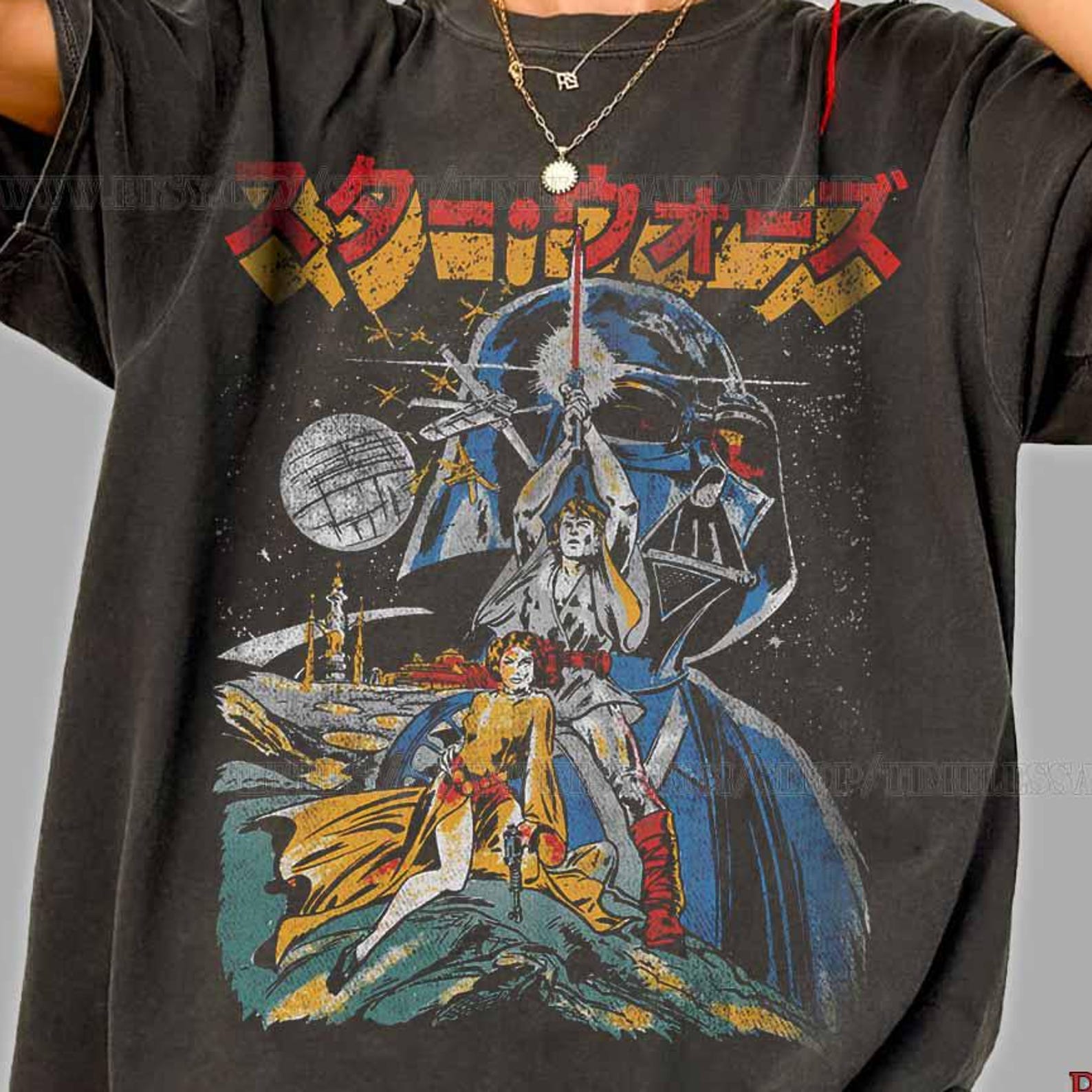 Vintage Sci-Fi Space Opera Shirt, Retro Galaxy Graphic Tee, Japanese Style Space Shirt, Cosmic Fantasy T-Shirt, 80s Sci Fi Aesthetic Shirt S