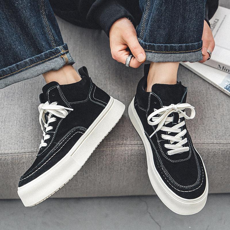 Fashion England style mens fashion cow suede leather boots lace-up oxfords shoes cowboy flats platform boot outdoors ankle desert botas