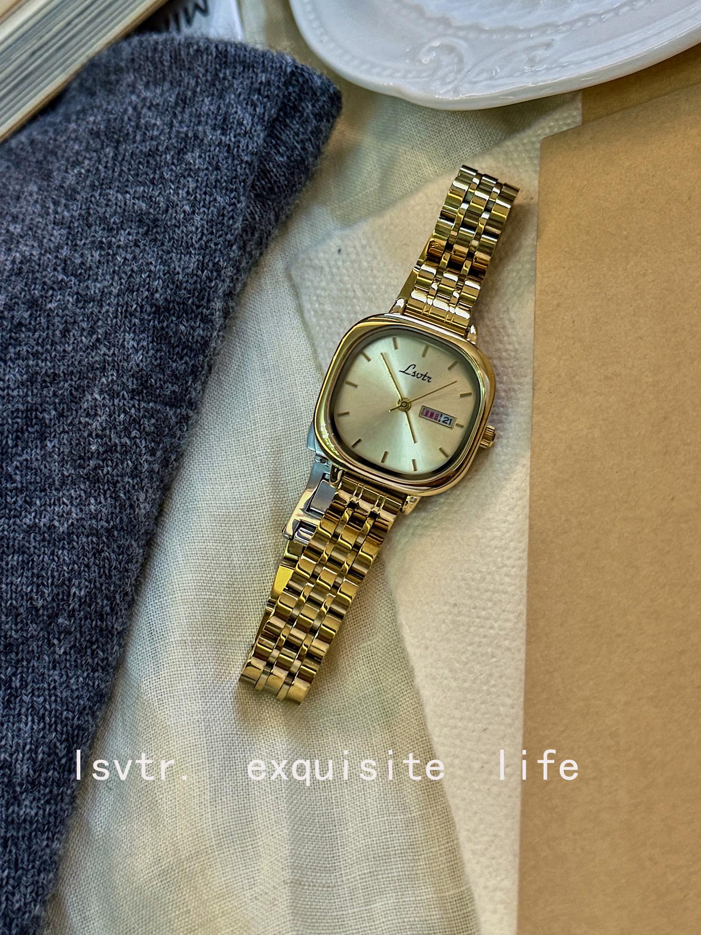 

Винтажные золотые женские часы LSVTR - Фаворит Douyin, Простые, Современная роскошь золотой