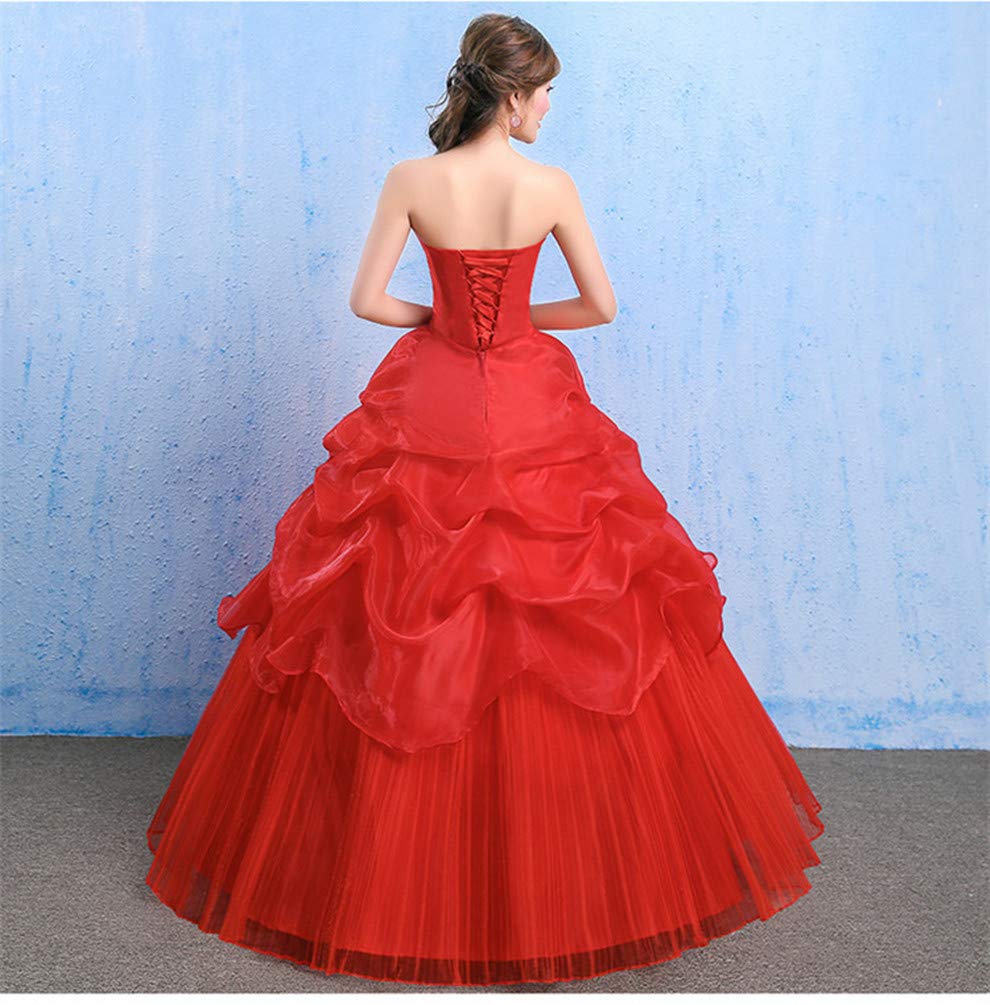 ZUOMA Long Concert Stage Fluffy Maternity Wedding Bridal Wedding Formal Gorgeous Evening Dress with Bustier Women's Lace-Up Dress, Dress, Tulle,