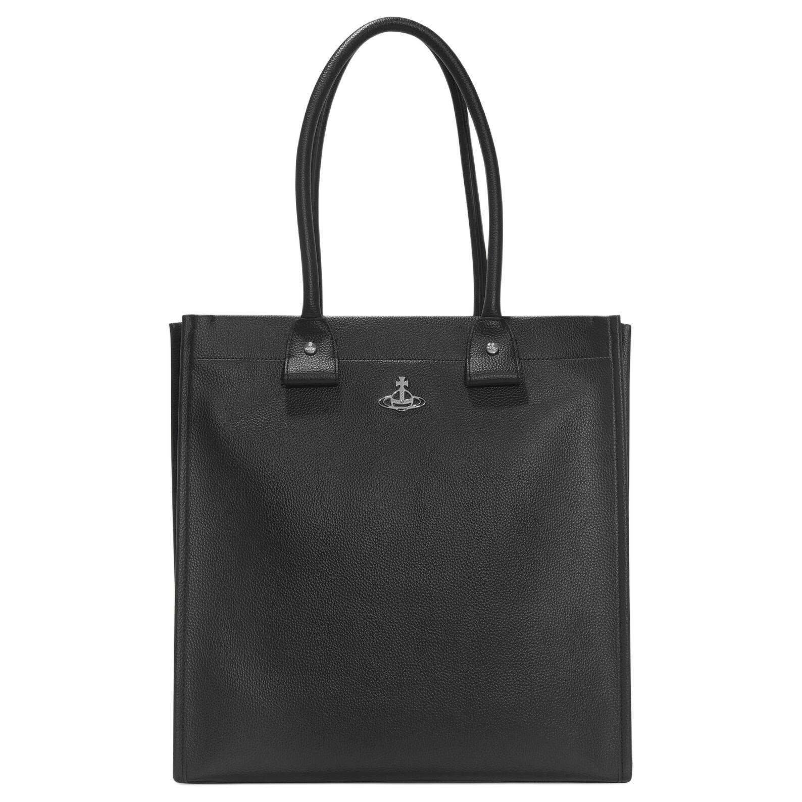 

Vivienne Westwood Queen Mother Detachable Shoulder Strap Crosshatch Embossed Tote Bag Women tote bags Black 4D010001US000DBLACK Basic Set (Bag+Dust Bag)