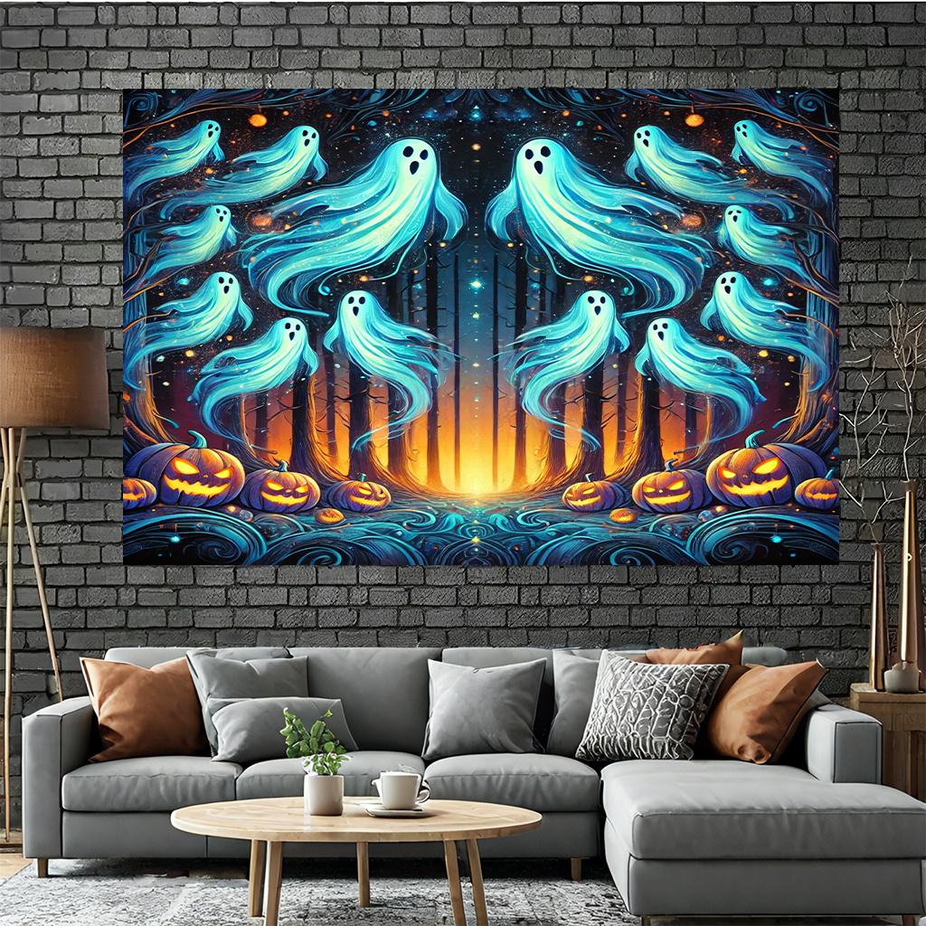 Ghost Forest wall backdrop fabric is suitable for themed parties and can be used in living rooms, bedrooms, and offices.