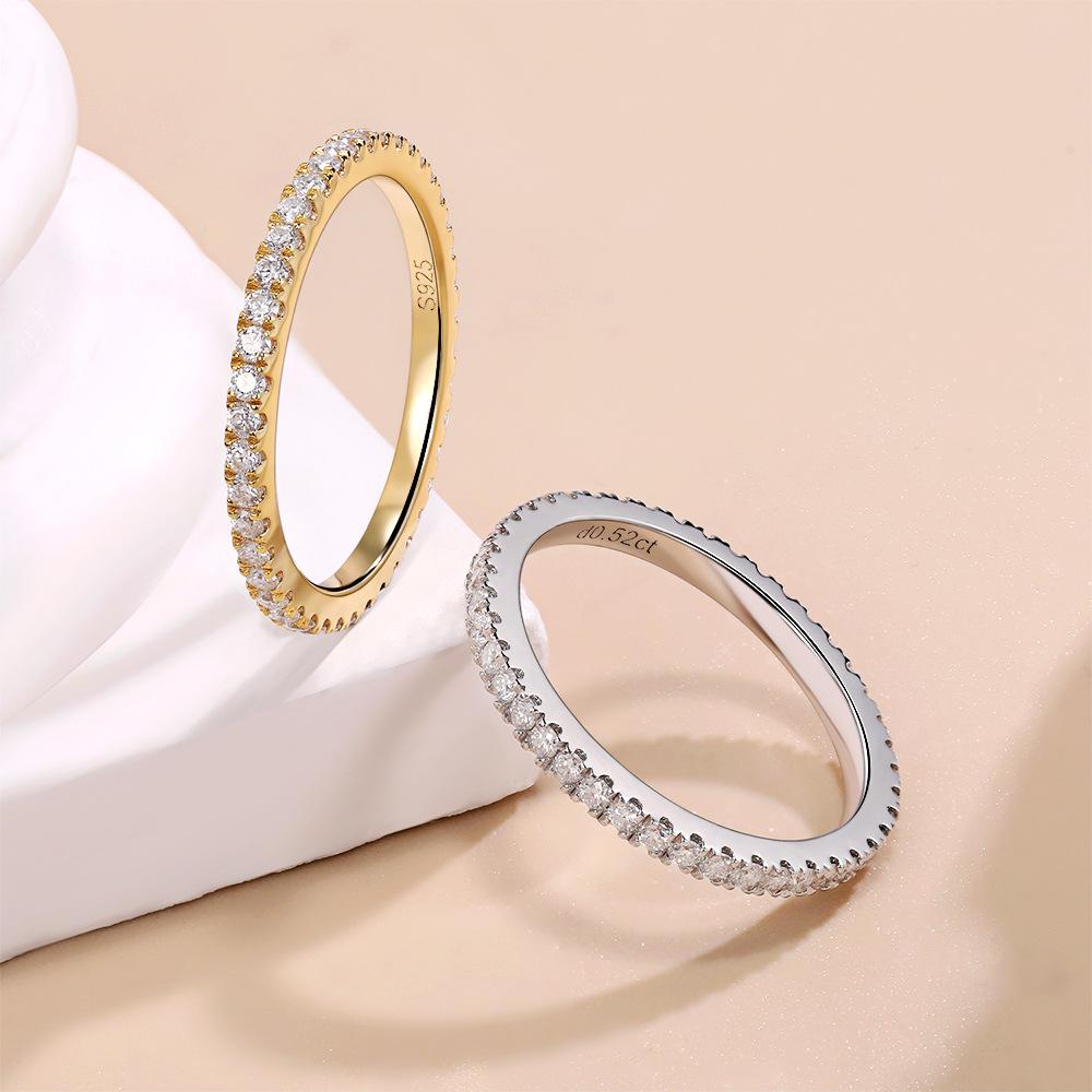 

S925 Sterling Silver Moissanite Pavé Ring - Versatile Stackable Women s Design US 10 (HK 22) платиновый