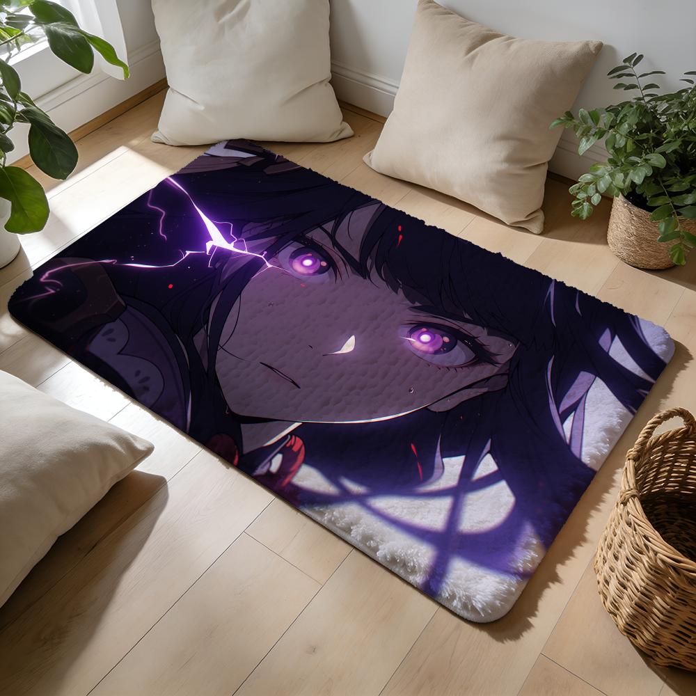 Genshin Lmpact Raiden Shogun Floor Mat Soft Flannel Absorbent Mat Non-Slip Rug Home Bedroom Bathroom