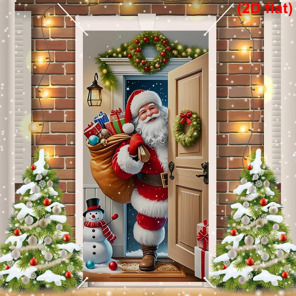 Christmas Hanging Flag Santa Claus Door Banner Christmas Decoration For Home 2025 Xmas Ornament Navidad Natal New Year Gift 2026