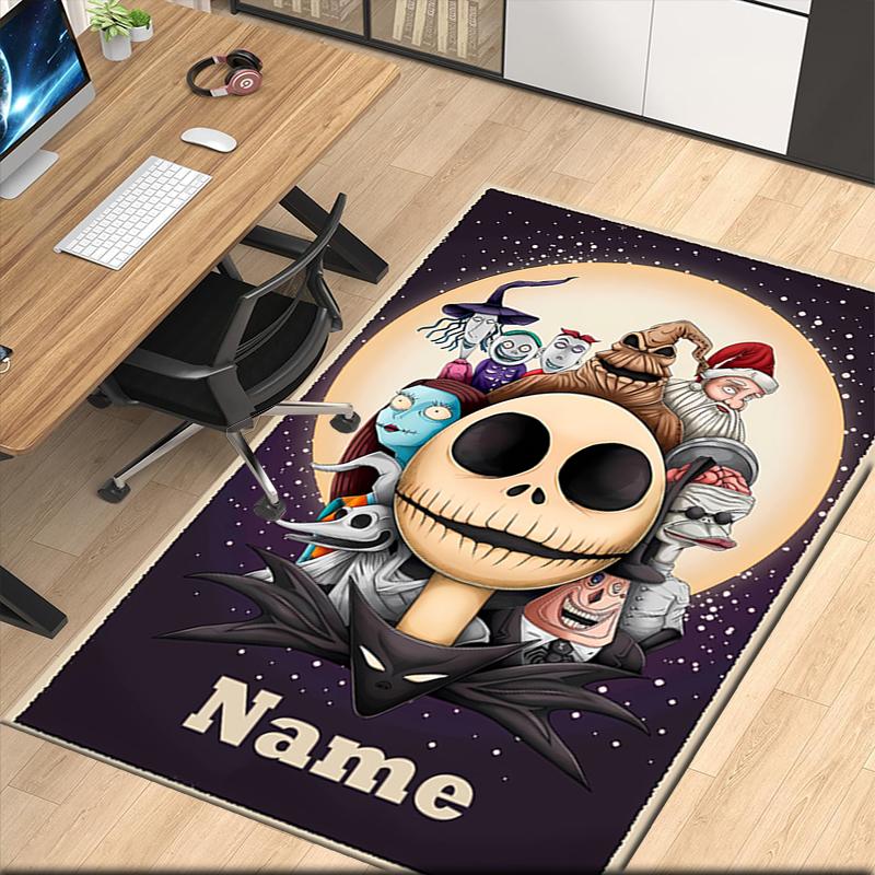 Custom Name The Nightmare Before Christmas Printed Carpet, for Office Chair Living Room Bedroom Kitchen Room Decor Gifts.