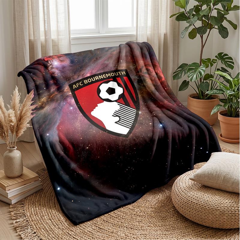 Bournemouth Football Print Flannel Blanket, Soft Warm Lightweight Throw Blanket for Sofa Bed Camping