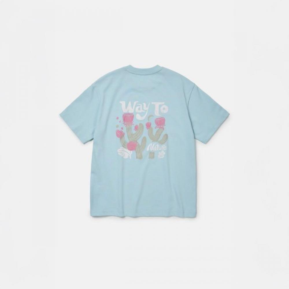 Kolon SporT Women S cacTuS Graphic ShorT Sleeve T ShirT TvTcm25622lbl light blue/90