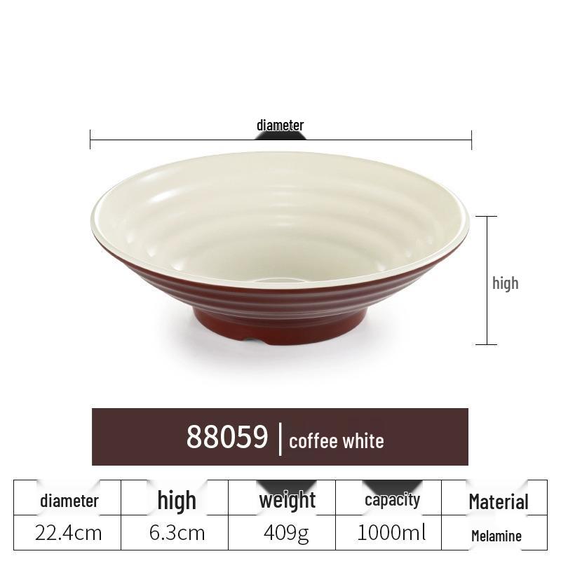 Net Celebrity Melamine Ramen Bowl: Two-Tone Creative Design, Large, Ideal for Mala Tang and Rice Noodles