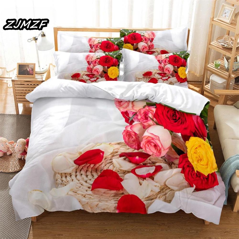 

3D Красная Роза Постельное белье Пододеяльник Комплекты для Двойной Свадьбы Свадебной Спальни Комплект Постельного Белья Кинг День Святого Валентина Комплект Пододеяльника 70x133cm 2pcs
