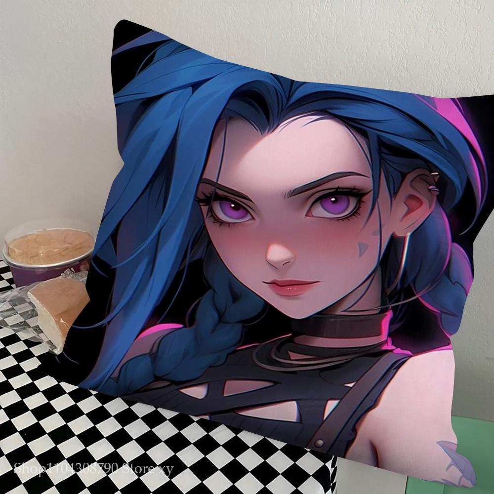 J-Jinx Animated Game Character Pillow Case Square Pillow Bedroom Sofa Leisure Comfort Cushion Car Living Room Home Decoration