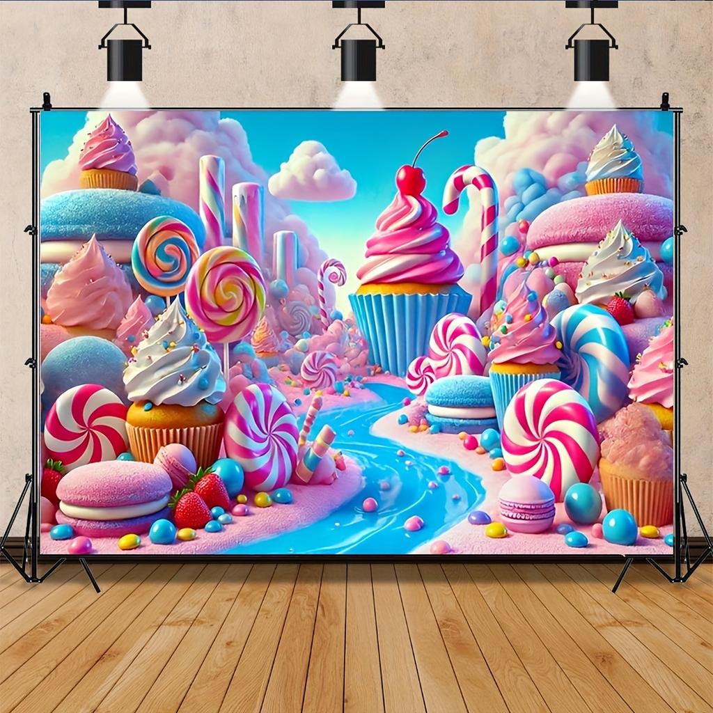 Colored Candy Kingdom Ice Cream Castle Vinyl Background Cloth