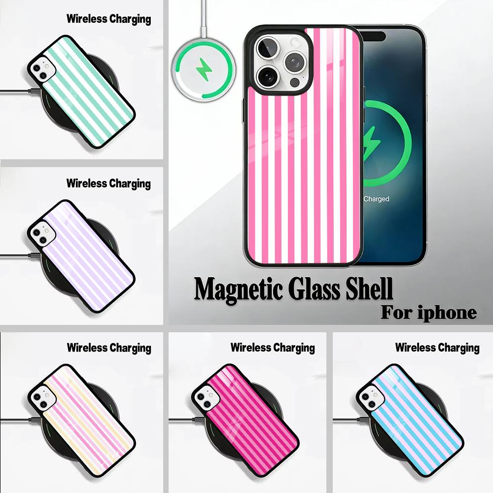 Nice -colorful -stripes For IPhone17 16 15 14 13 12 11 Plus Pro Max Plus Wireless Charger Phone Case