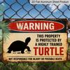 2D Flat, 1pc Warning This Property Is Protected By A Highly Trained Turtle Vintage Aluminum Sign, 12"×8"‑Distressed Rustic Turtle Silhouette Plaque