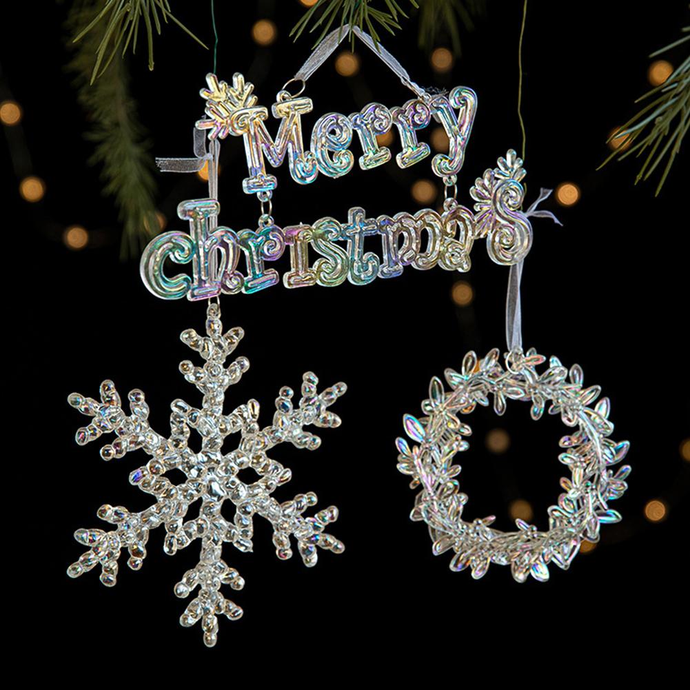 

Christmas Tree Acrylic Pendant Colorful Transparent Ice Crystal Pendant Navidad Hanging Snowflake Ornament New Year Decor