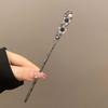 New Chinese Style Butterfly Flower Hair Stick for Women Retro Black Beads Fringe Hair Stick Hanfu Chopstick Hair Jewelry