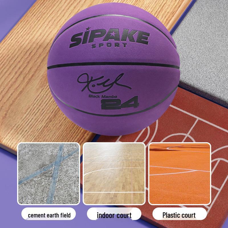 Black and White Suede Leather Basketball, Size 6/7, Non-slip & Sweat-absorbing for Indoor/Outdoor Use