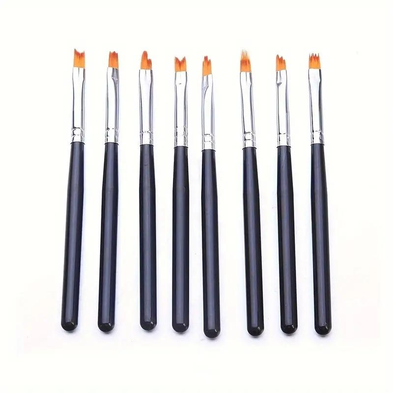 8Pcs Set Multifunctional Mix Shape Petal Painting Gel Nail Art Brush Oblique Gradient Smudge Nail Flower Drawing Sawtooth Pen