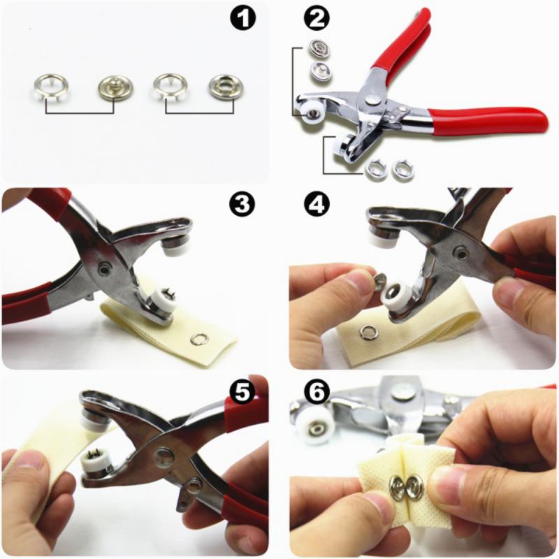 100 Sets 9.5mm 10 Colors Prong Ring Buttons Press Studs Sewing Craft Fastener Snap Pliers Craft Tool Metal Buttons for Clothes