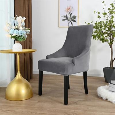 Velvet Elastic Dining Chair Covers Sloping King Back Armchair Slipcover Stretch Office Seat Covers for Banquet Wedding Hotel