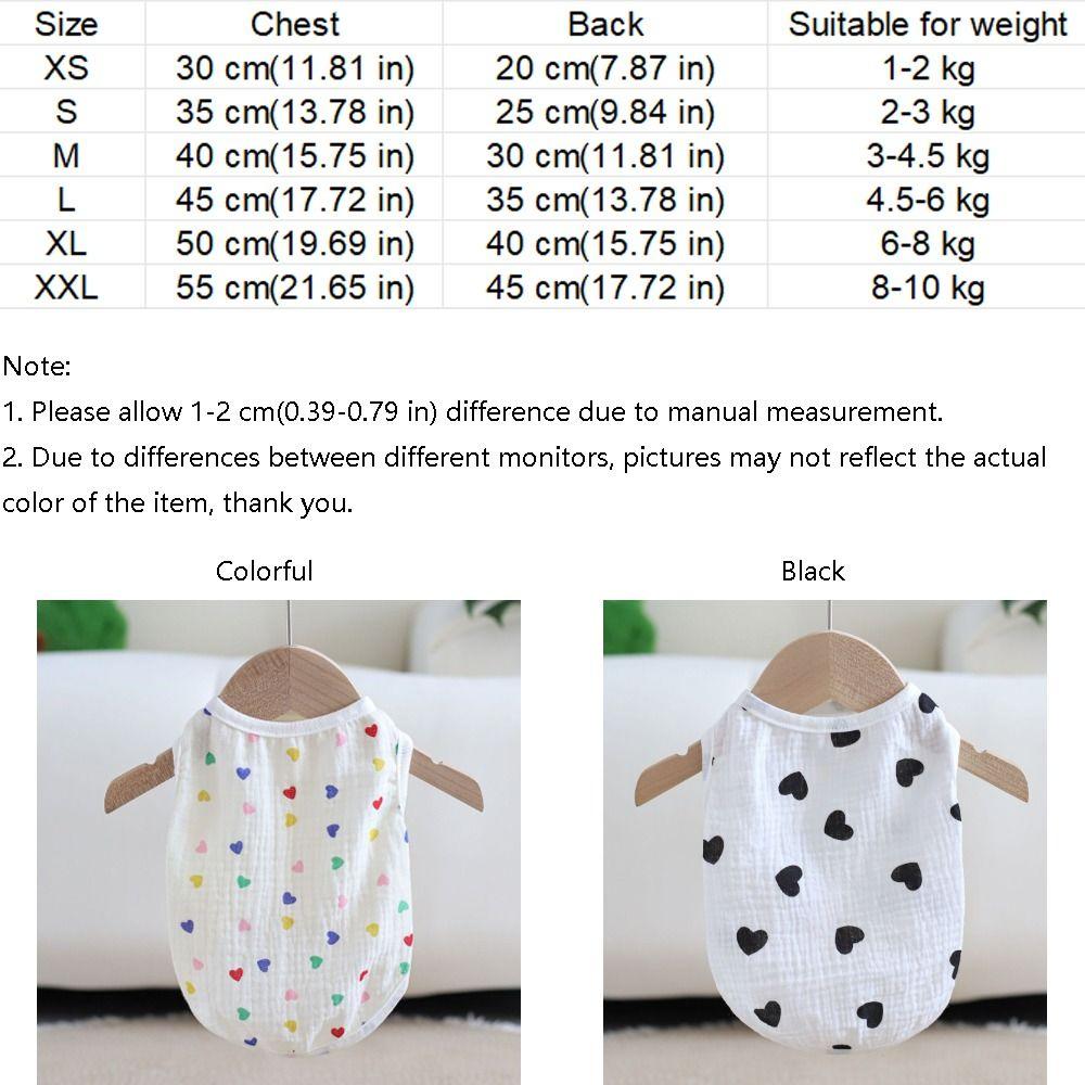 Cute Heart Pattern Dog Vest Soft Cotton Breathable Pet T-shirt Thin Cozy Pet Short Shirt Spring Summer Season