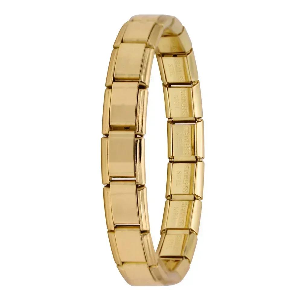 

Hapiship новые женские ювелирные изделия, итальянский эластичный браслет шириной 9 мм, модный браслет из нержавеющей стали ST- 17.5cm золотой