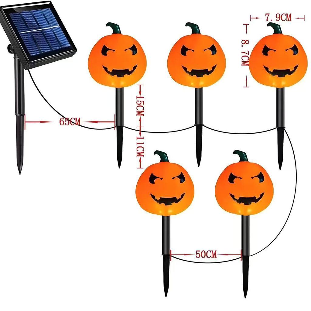 Solar-Powered Halloween Pumpkin Skeleton Ground Lights - Waterproof Outdoor Garden Decor