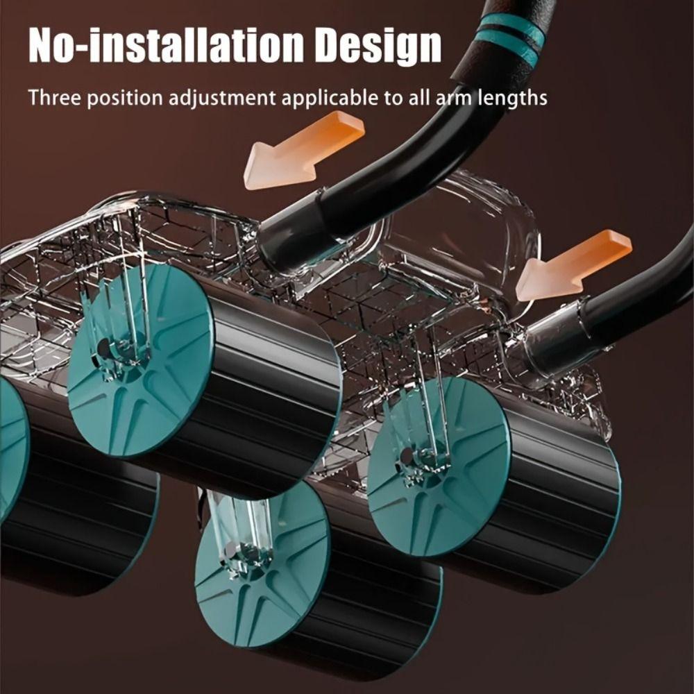 Four-Wheel Abdominal Workout Roller Automatic Rebound 6/8 Elbow Support Abdominal Exercise Machine Anti-Slip with Kneeling Pad